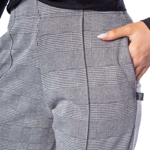 Calça Feminina Bruna e Bia Pied Xadrez Justa Preto/branco