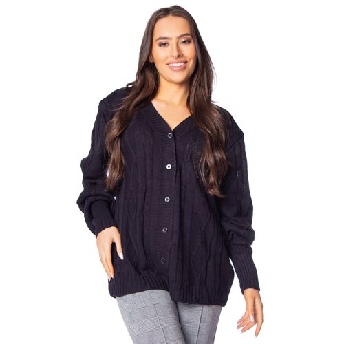 Casaco Feminino Oliveira Malhas Em Tricot Amplo Preto