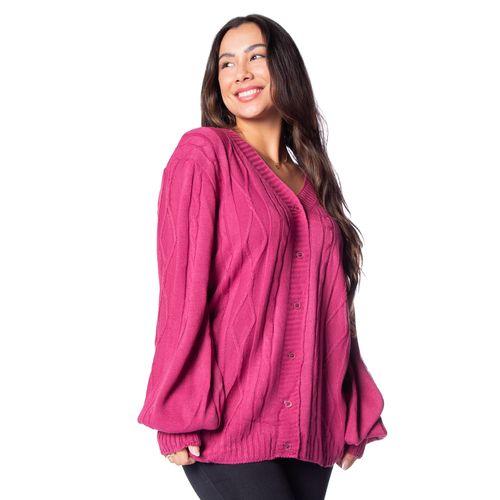 Casaco Feminino Oliveira Malhas Em Tricot Amplo Rosa Escuro