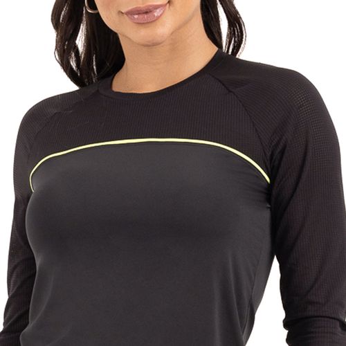 Blusa Feminina Estilo do Corpo Manga Longa Preto/verde