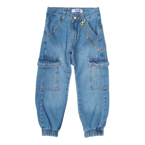 Calça Jeans Infantil Oznes 4-8 Jogger Corrente Azul