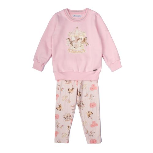 Conjunto Infantil Trick Nick em Moletom Carrossel Rosa Claro