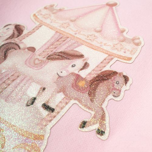 Conjunto Infantil Trick Nick em Moletom Carrossel Rosa Claro
