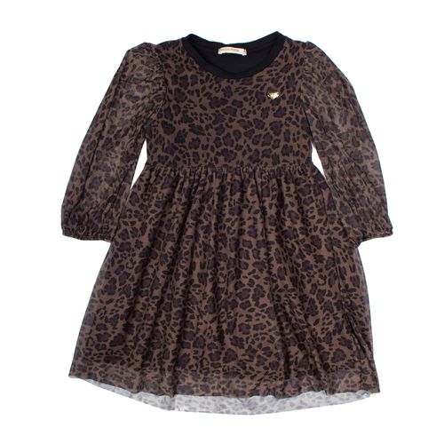 Vestido Infantil Rovitex Trick Nick Tule Oncinha Marrom