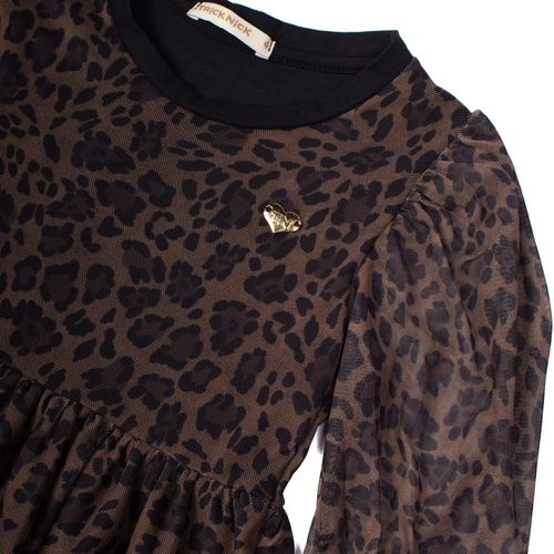Vestido Infantil Rovitex Trick Nick Tule Oncinha Marrom
