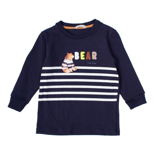 Camiseta Infantil Rovitex Trick Nick Bear Listras Marinho