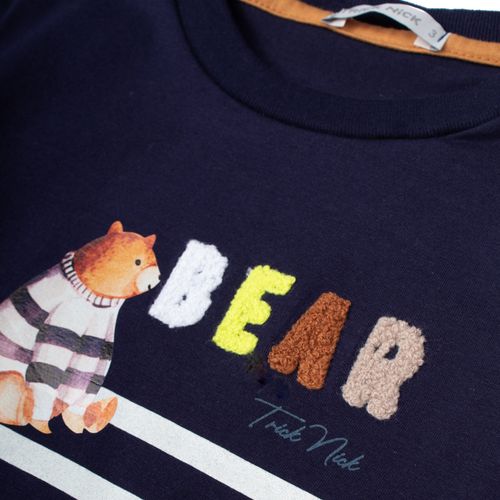 Camiseta Infantil Rovitex Trick Nick Bear Listras Marinho