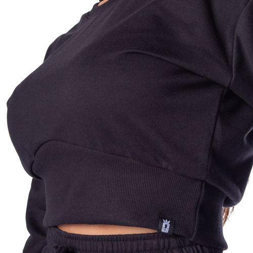 Moletom Cropped Feminino Over Surf Básico Preto