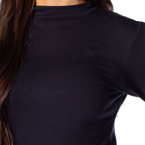 Blusa Feminina Feliny Manga Longa Gola Alta Preto