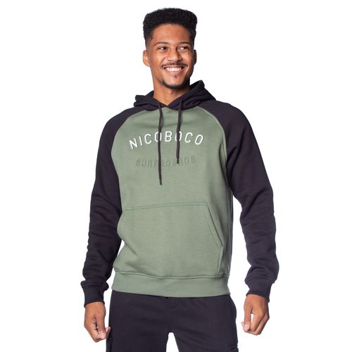 Moletom Masculino Nicoboco Raglan Com Capuz Verde/preto