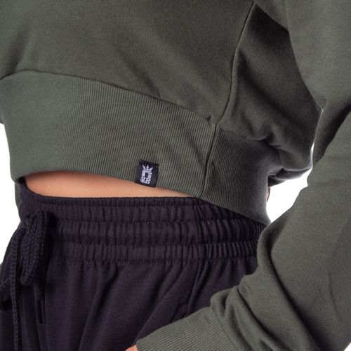 Moletom Cropped Feminino Over Surf Básico Verde Escuro