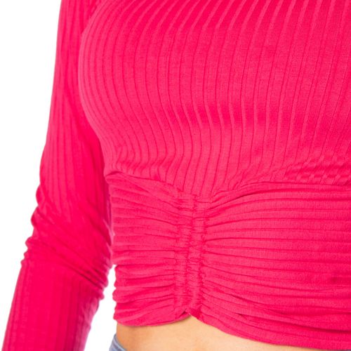 Blusa Feminina Cativa Canelada Detalhe Franzido Pink