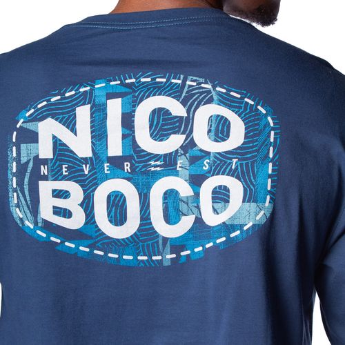 Camiseta Masculina Nicoboco Manga Longa Estampa Costas Azul