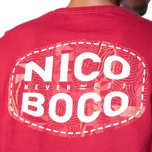 Camiseta Masculina Nicoboco Manga Longa Estampa Costas Vermelho
