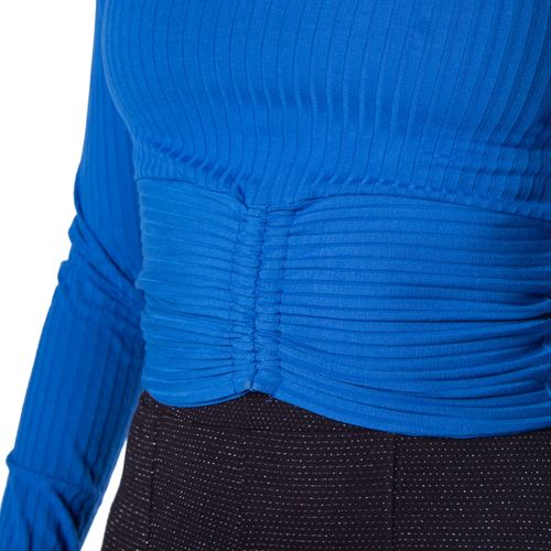 Blusa Feminina Cativa Canelada Detalhe Franzido Azul