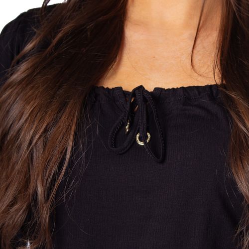 Blusa Feminina Rovitex Endless Decote com Cordão Preto