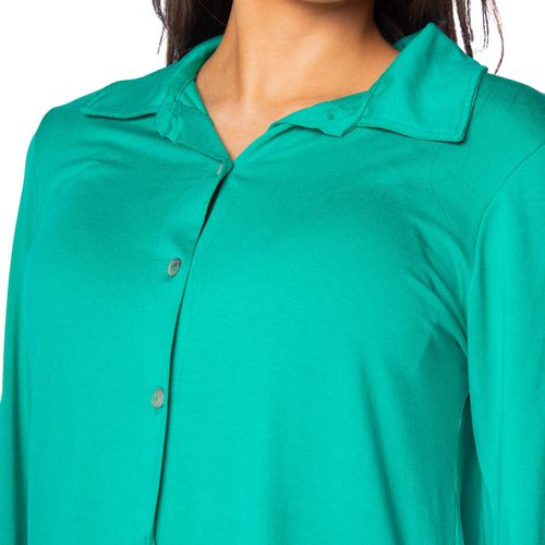 Camisa Feminina Rovitex Manga Longa em Viscose Verde
