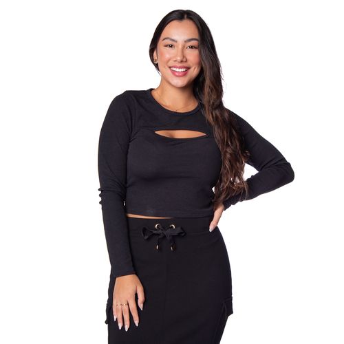 Blusa Cropped Feminina Feliny com Recorte Preto