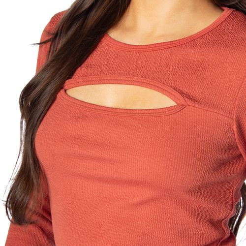 Blusa Cropped Feminina Feliny com Recorte Telha