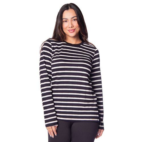 Blusa Feminina Averzzy Alongada Listrada Preto/branco