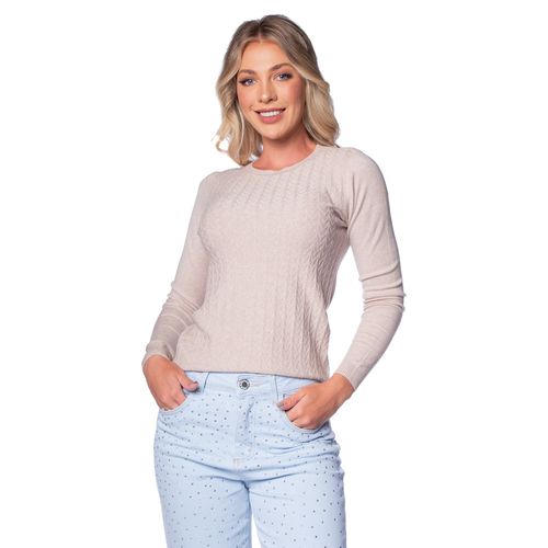 Blusa Feminina Facinelli Tricot Textura Caqui