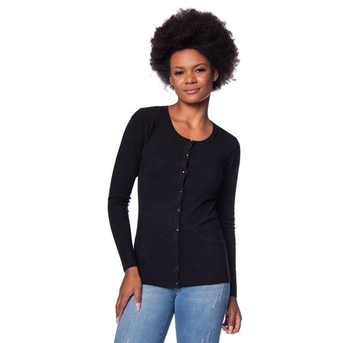 Casaco Feminino Facinelli Tricot Botões Preto