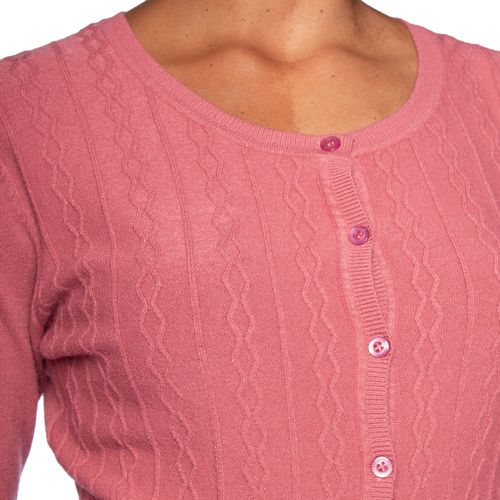 Casaco Feminino Facinelli Tricot com Texturas Rosa Antigo