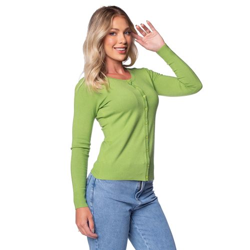 Casaco Feminino Facinelli Tricot Botões Verde