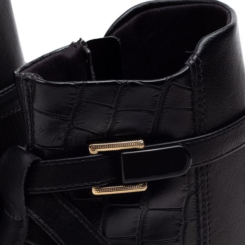 Bota Feminina Comfortflex com Detalhe Croco Preto
