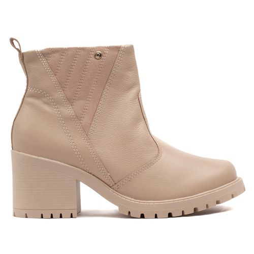 Bota Feminina Comfortflex Salto Grosso Bege