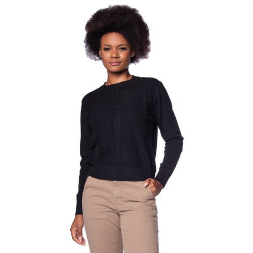 Blusa Feminina Facinelli Tricot com Tranças Preto
