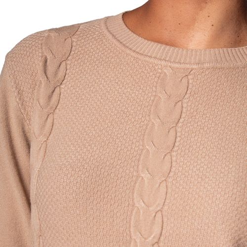 Blusa Feminina Facinelli Tricot com Tranças Caqui