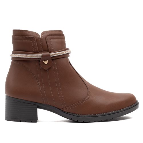 Bota Feminina Mississipi Cano Curto com Tira de Strass Marrom