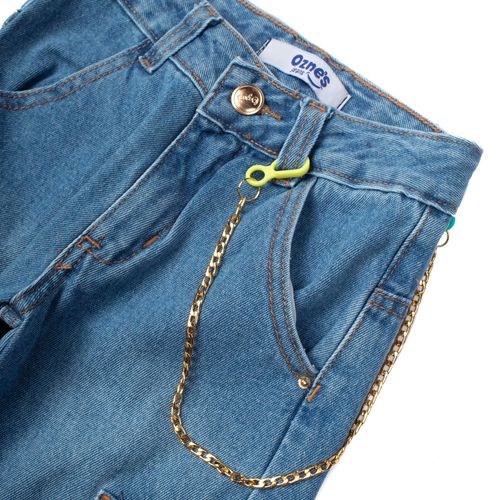 Calça Jeans Infantil Oznes 4-8 Jogger Corrente Azul