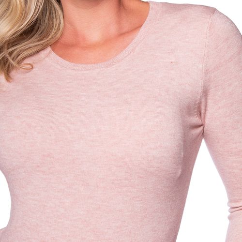 Blusa Feminina Facinelli Tricot Básica Lisa Rosa Claro