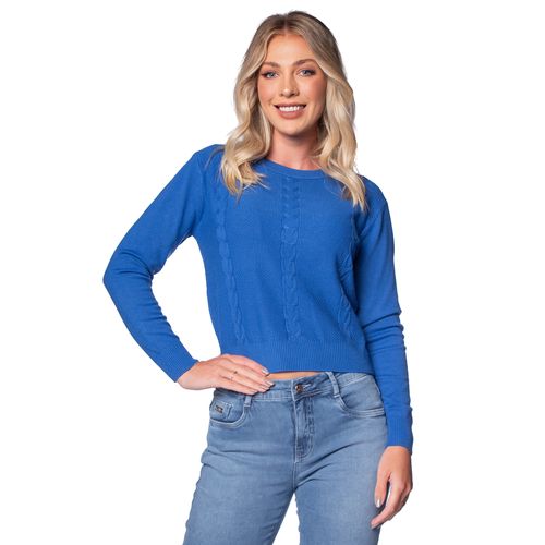 Blusa Feminina Facinelli Tricot com Tranças Azul
