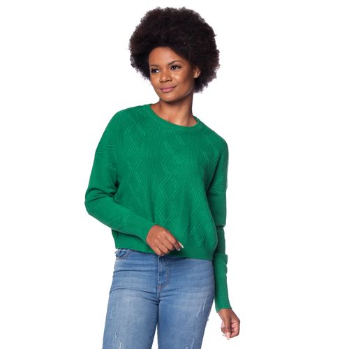 Blusa Feminina Facinelli Tricot com Textura Geométrica Verde