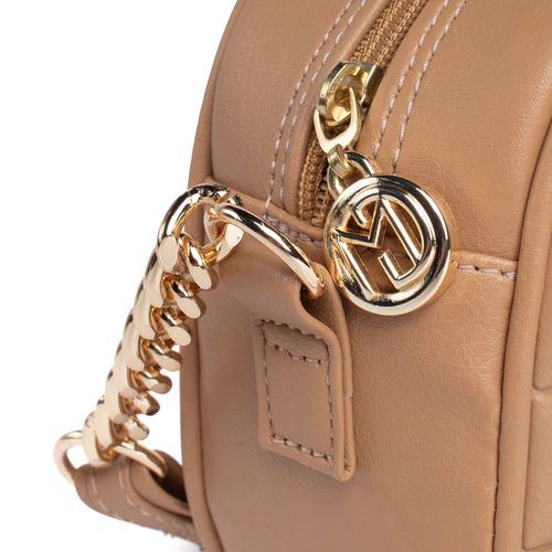 Bolsa Feminina Modare Transversal Pequena Detalhe em Corrente Caramelo
