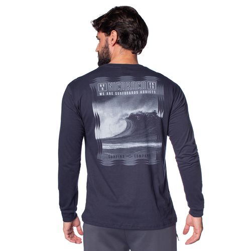 Camiseta Masculina Nicoboco Manga Longa Surfing Marinho