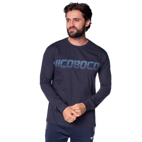 Camiseta Masculina Nicoboco Manga Longa com Estampa Marinho