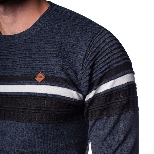 Suéter Masculino Red Nose Tricot com Listras Azul/preto