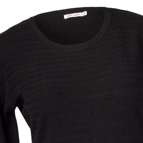 Blusa Feminina Facinelli Plus Size Tricot Listras Preto