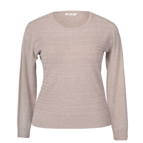 Blusa Feminina Facinelli Plus Size Tricot Listras Bege Escuro