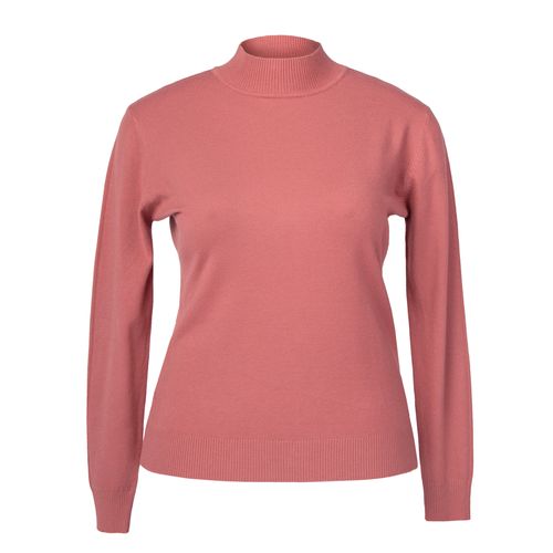 Blusa Feminina Facinelli Plus Size Tricot Básica Gola Alta Rosa Antigo