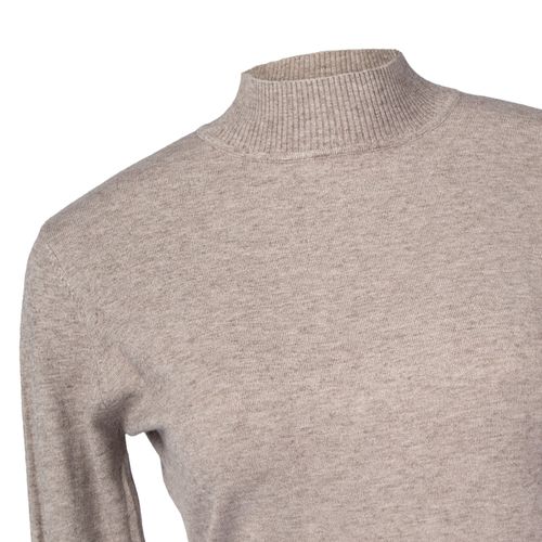 Blusa Feminina Facinelli Plus Size Tricot Básica Gola Alta Bege Escuro