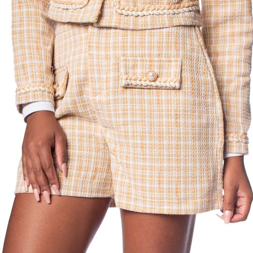 Conjunto Feminino Eagle Rose Tweed Casaco e Short Bege