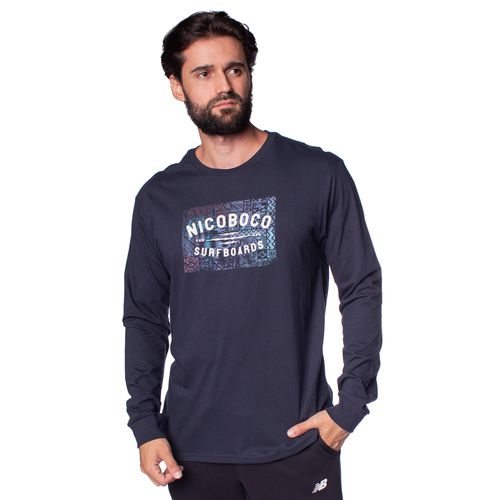 Camiseta Masculina Nicoboco Manga Longa Aiden Marinho