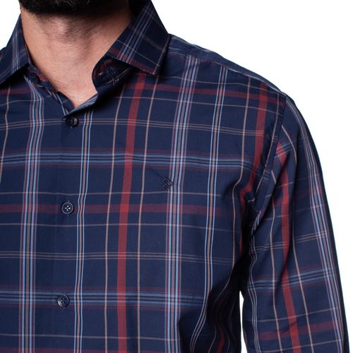 Camisa Masculina Pitt Slim Xadrez Marinho