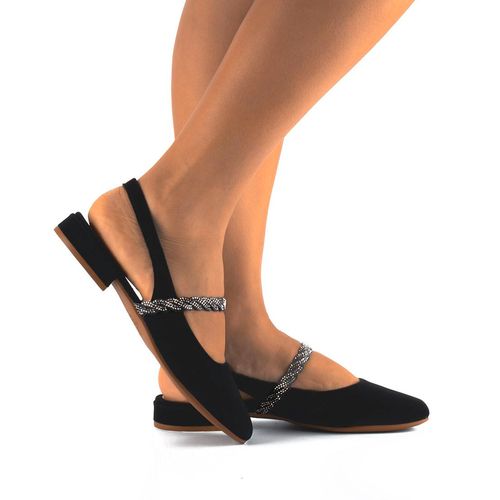 Sapato Feminino Mississipi Slingback com Brilhos Preto