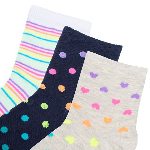 Kit c/ 3 Meias Femininas Selene Cano Médio Estampada Marinho/branco